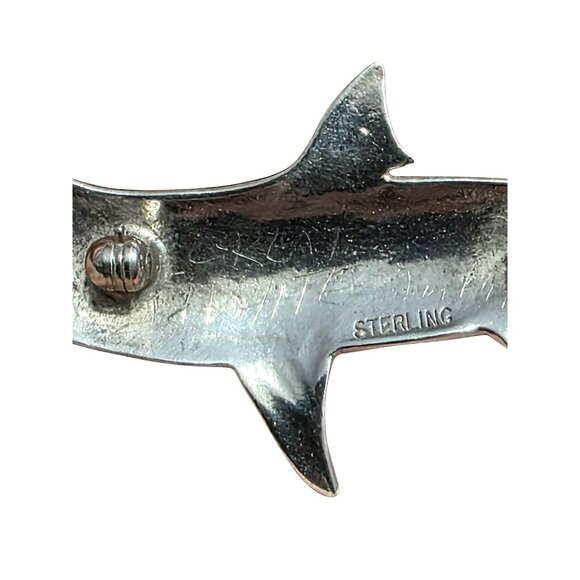 Vintage Sterling Silver Great White Shark Brooch Tie Pin Mako Jaws Sea Maritime - Picture 8 of 11